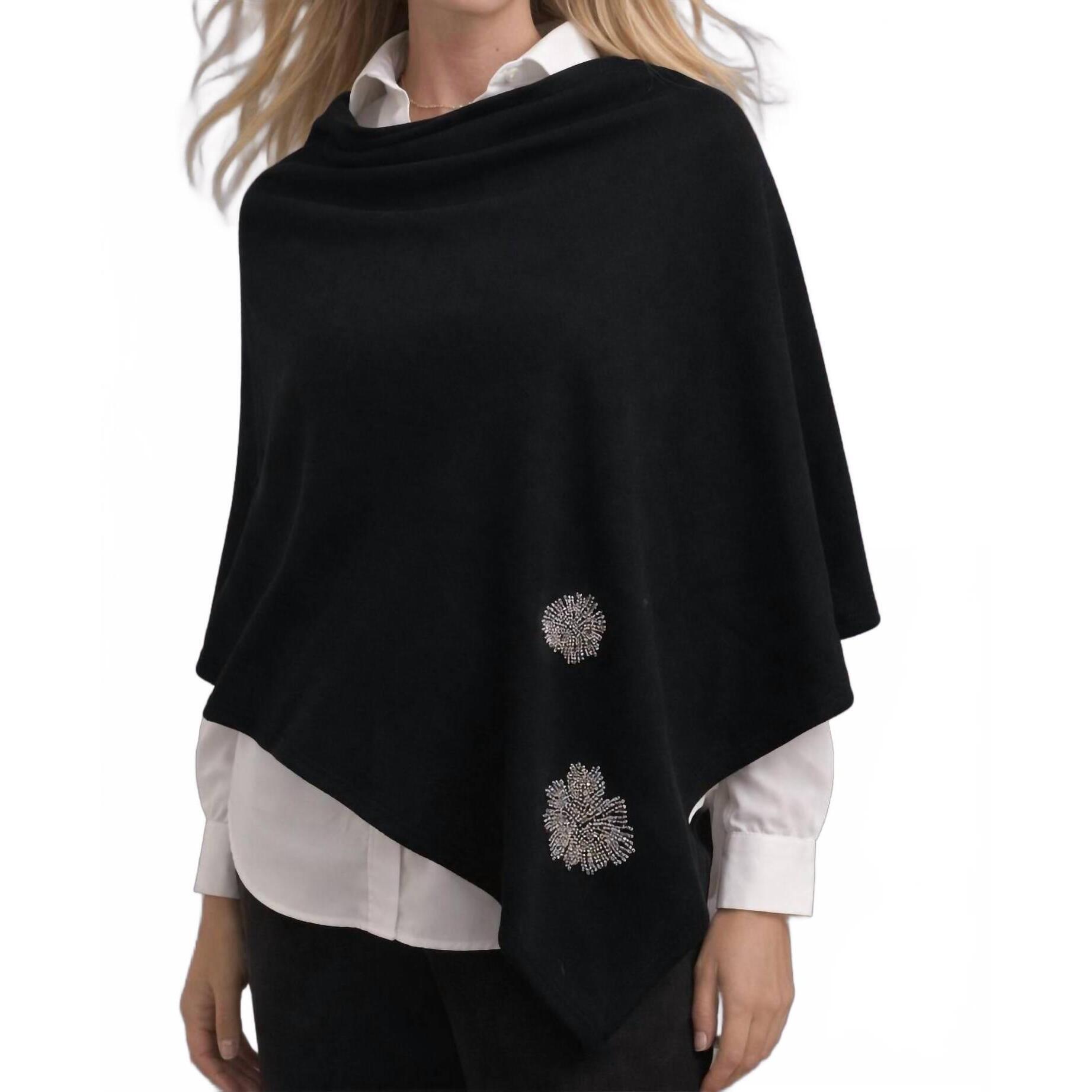 New J'envie/Eli Seville Beaded Poncho In Black/White